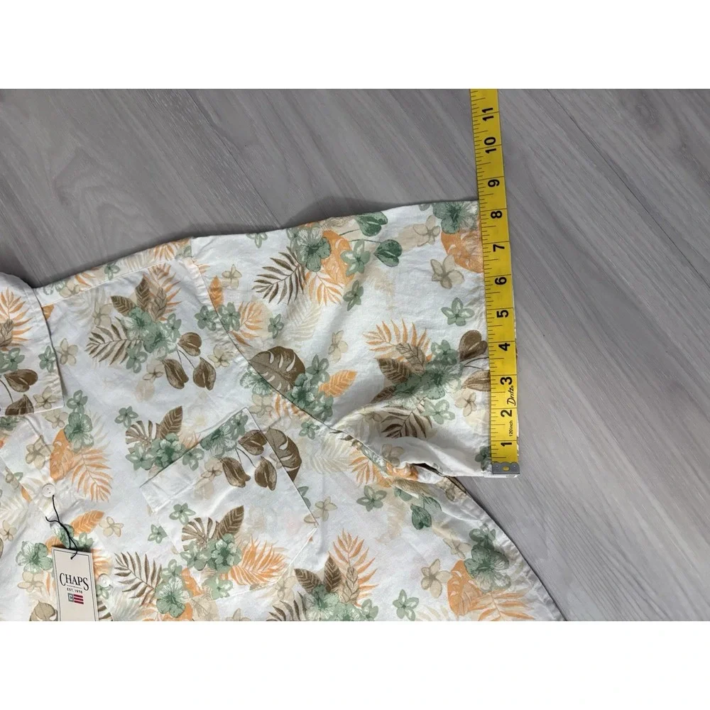 Chaps Mens Shirt Seacoast Wash Floral Palm Button Down Green Orange XXL NWT